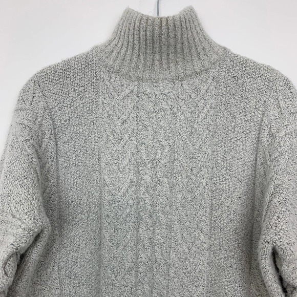 John + Jenn Size Small‎ Cable Knit Sweater Grey Turtleneck Pullover Long Sleeve - Picture 2 of 9